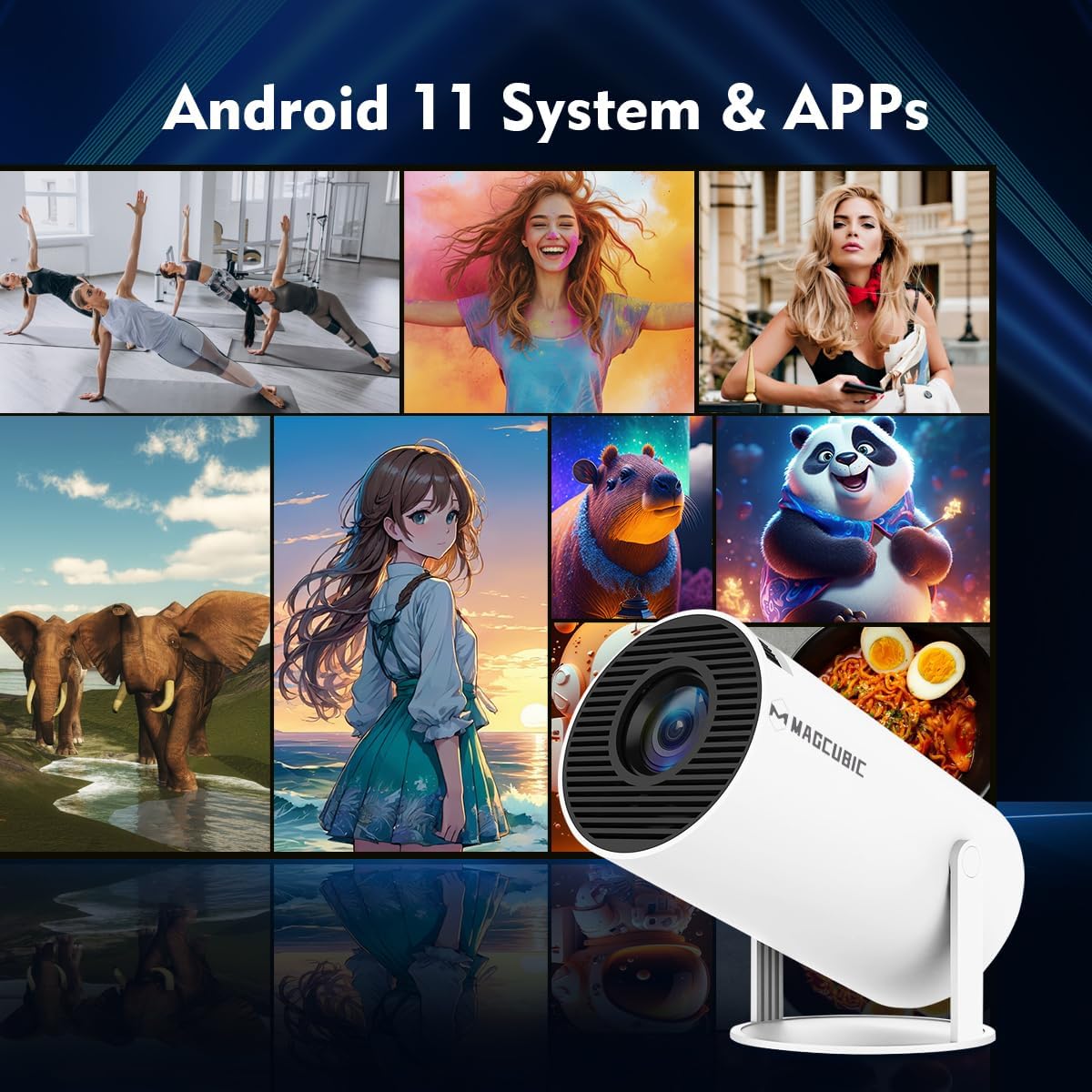 Mini Proyector Portátil Magcubic 4K 1080P Full HD, Android 11, WiFi 5G, BT 5.0, 8000 Lúmenes, Corrección Automática, Giratorio 180°