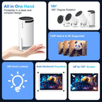 Mini Proyector Portátil Magcubic 4K 1080P Full HD, Android 11, WiFi 5G, BT 5.0, 8000 Lúmenes, Corrección Automática, Giratorio 180°