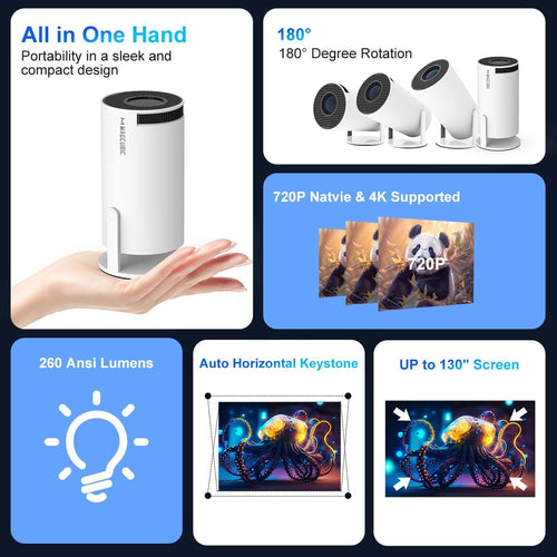 Mini Proyector Portátil Magcubic 4K 1080P Full HD, Android 11, WiFi 5G, BT 5.0, 8000 Lúmenes, Corrección Automática, Giratorio 180°