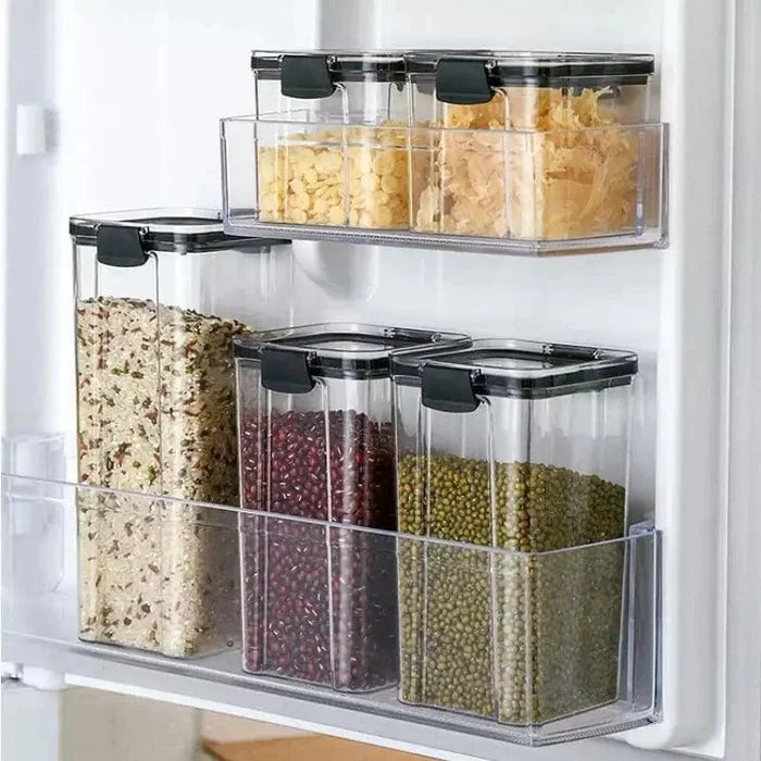 Recipientes herméticos transparentes para alimentos Lenogue con sello