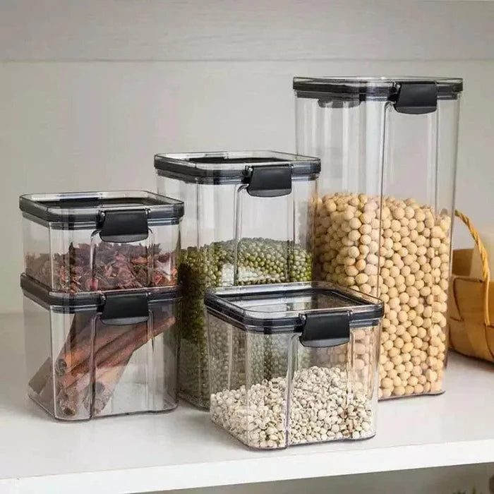 Recipientes herméticos transparentes para alimentos Lenogue con sello